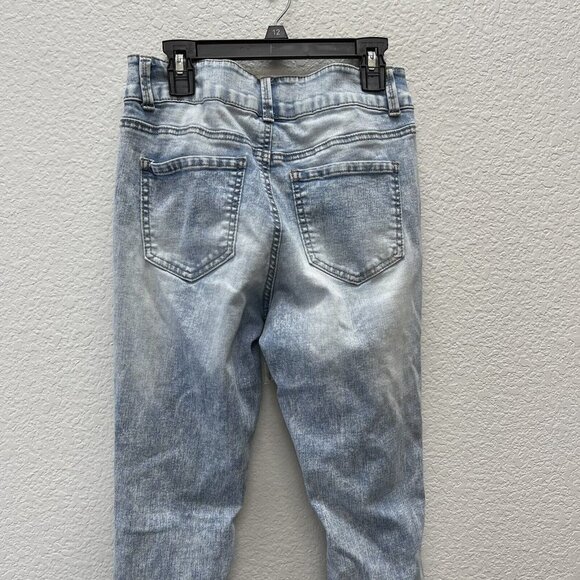 Vanilla Star Mid Rise Skinny Jeans Size 7 Distressed Light Wash Blue - Picture 4 of 8